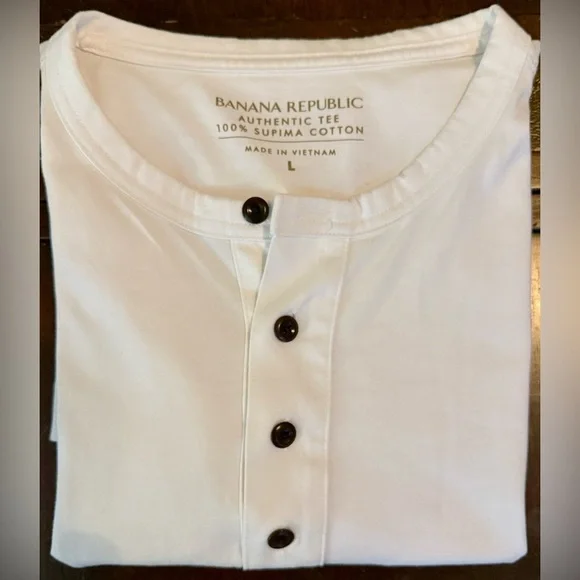 Banana Republic White Long Sleeve Henley Shirt - Picture 9 of 9